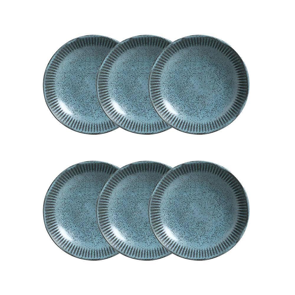 Conjunto de Pratos Fundos Porto Brasil Linhas Night Sky Azul 830ml - 6 Peças - 1