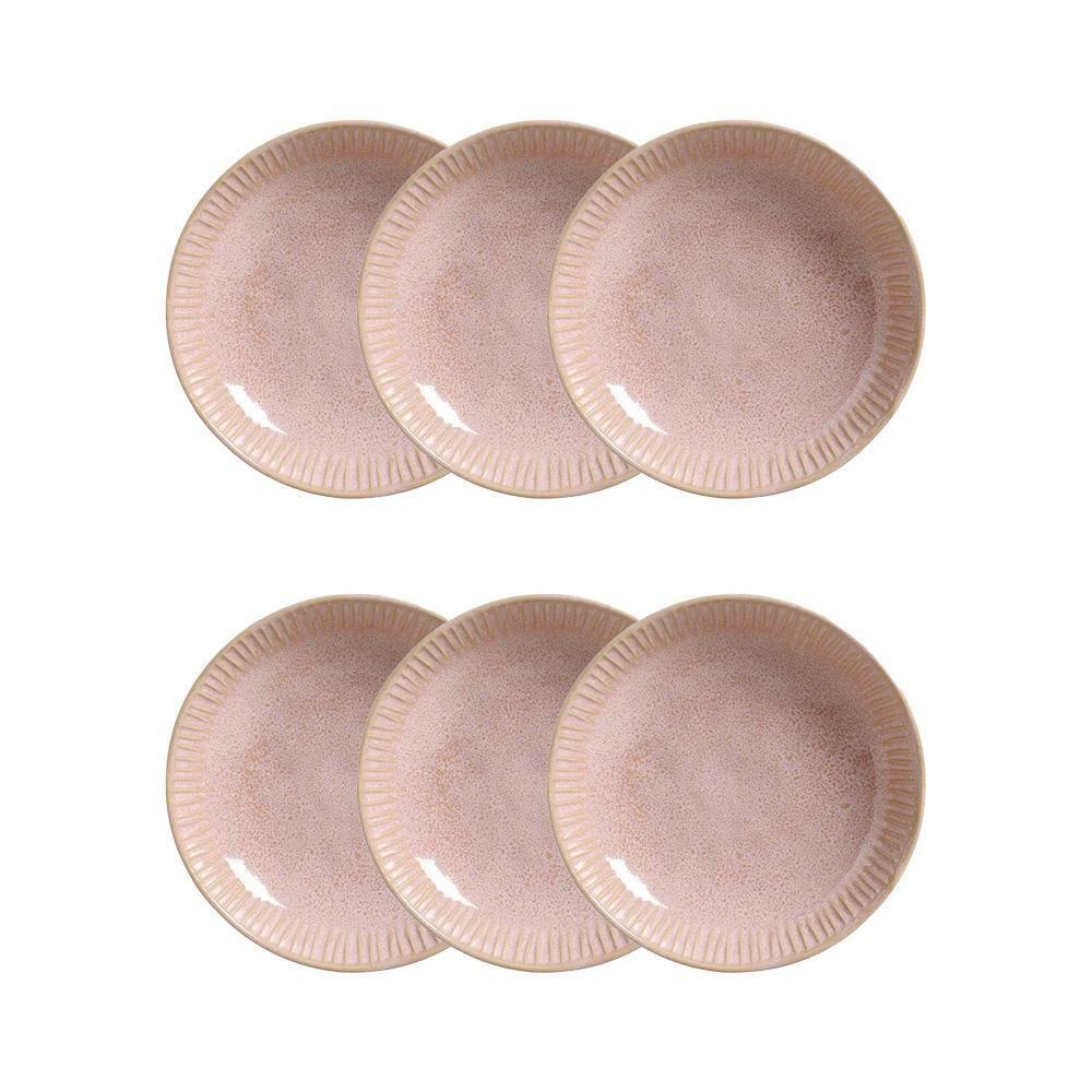 Conjunto de Pratos Fundos Porto Brasil Linhas Litchi Rosa Claro 830ml - 6 Peças - 1