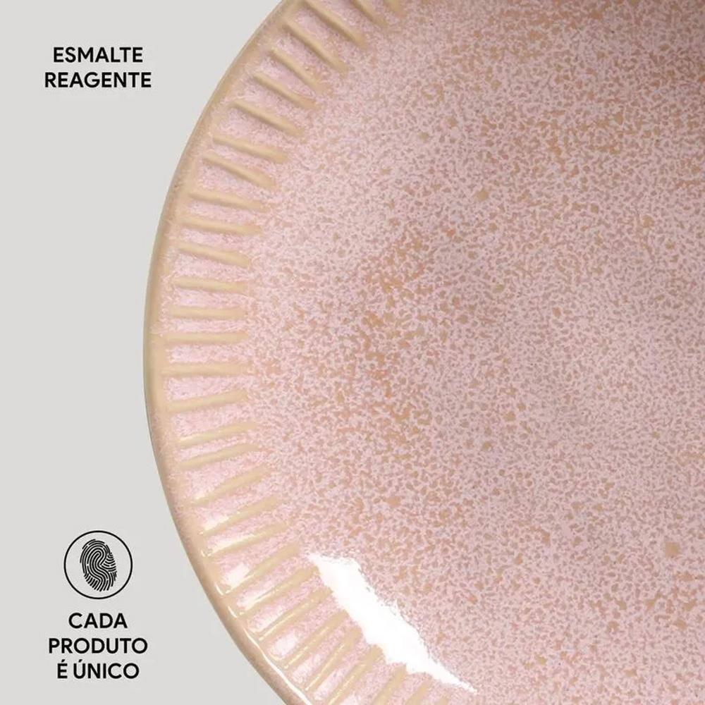 Conjunto de Pratos Fundos Porto Brasil Linhas Litchi Rosa Claro 830ml - 6 Peças - 5