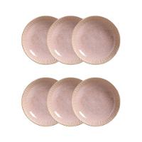 Conjunto de Pratos Fundos Porto Brasil Linhas Litchi Rosa Claro 830ml - 6 Peças - 1