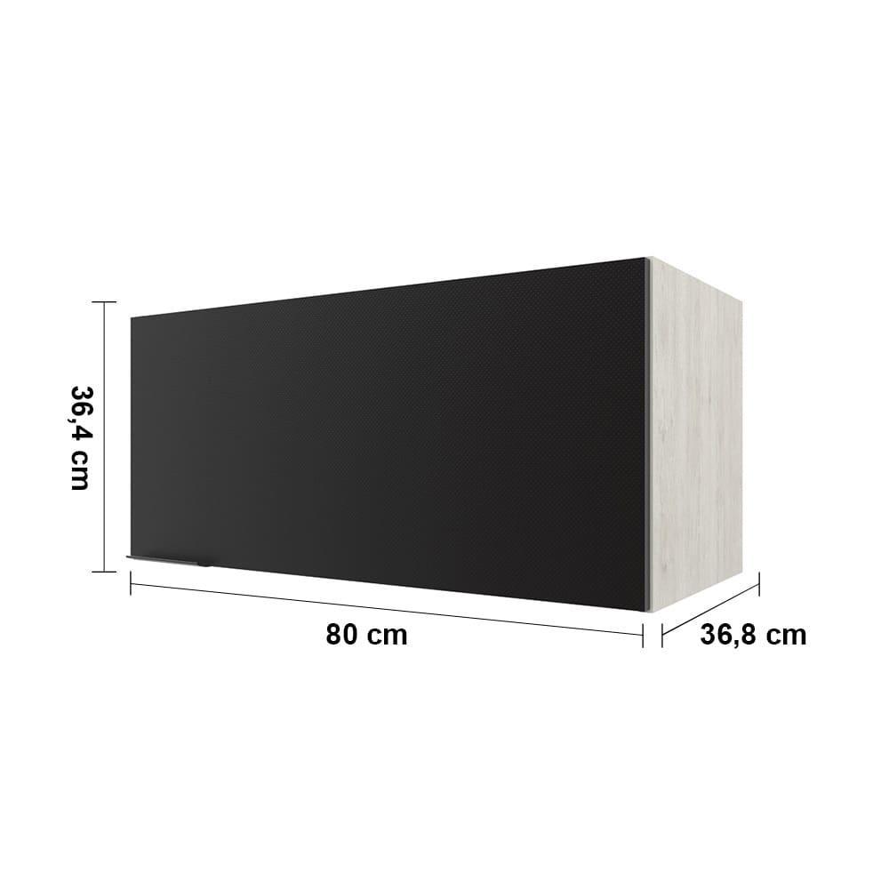 Armário Aéreo para Geladeira Bartira Rubi com 1 Porta e 80cm de Largura – Freixo/Preto Poah - 6