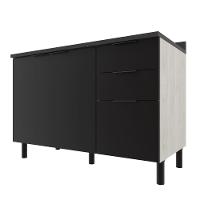 Balcão Triplo Bartira Rubi com 2 Portas, 2 Gavetas, 1 Gavetão, 1 Prateleira e 120cm de Largura - Freixo/Preto Poah - 1