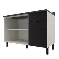 Balcão Triplo Bartira Rubi com 2 Portas, 2 Gavetas, 1 Gavetão, 1 Prateleira e 120cm de Largura - Freixo/Preto Poah - 3