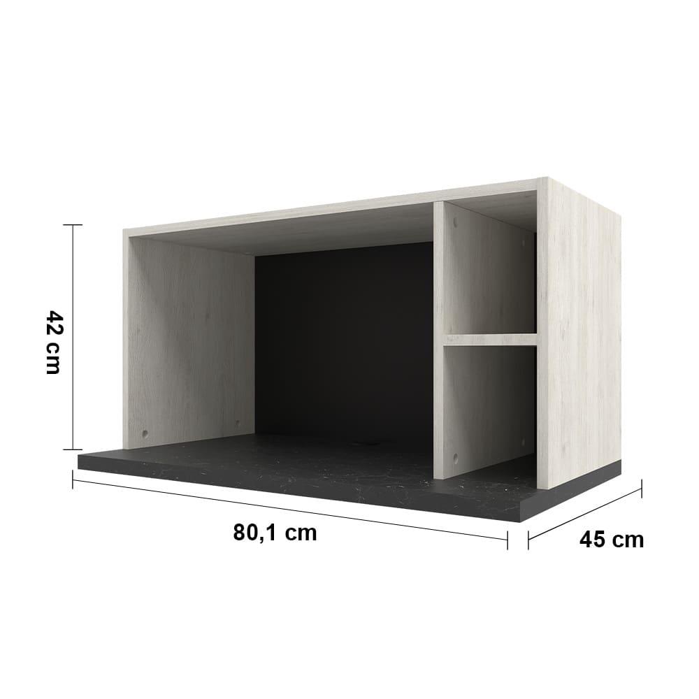 Armário Aéreo para Micro-ondas Bartira Rubi com 1 Nicho e 80,1cm de Largura – Freixo/Preto Poah - 4