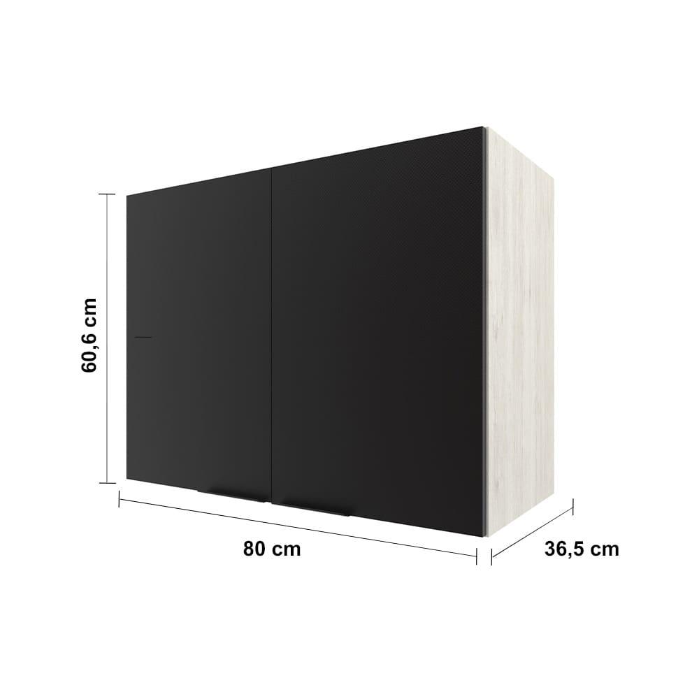 Armário Aéreo Bartira Rubi com 2 Portas, 1 Prateleira e 80cm de Largura - Freixo/Preto Poah - 6