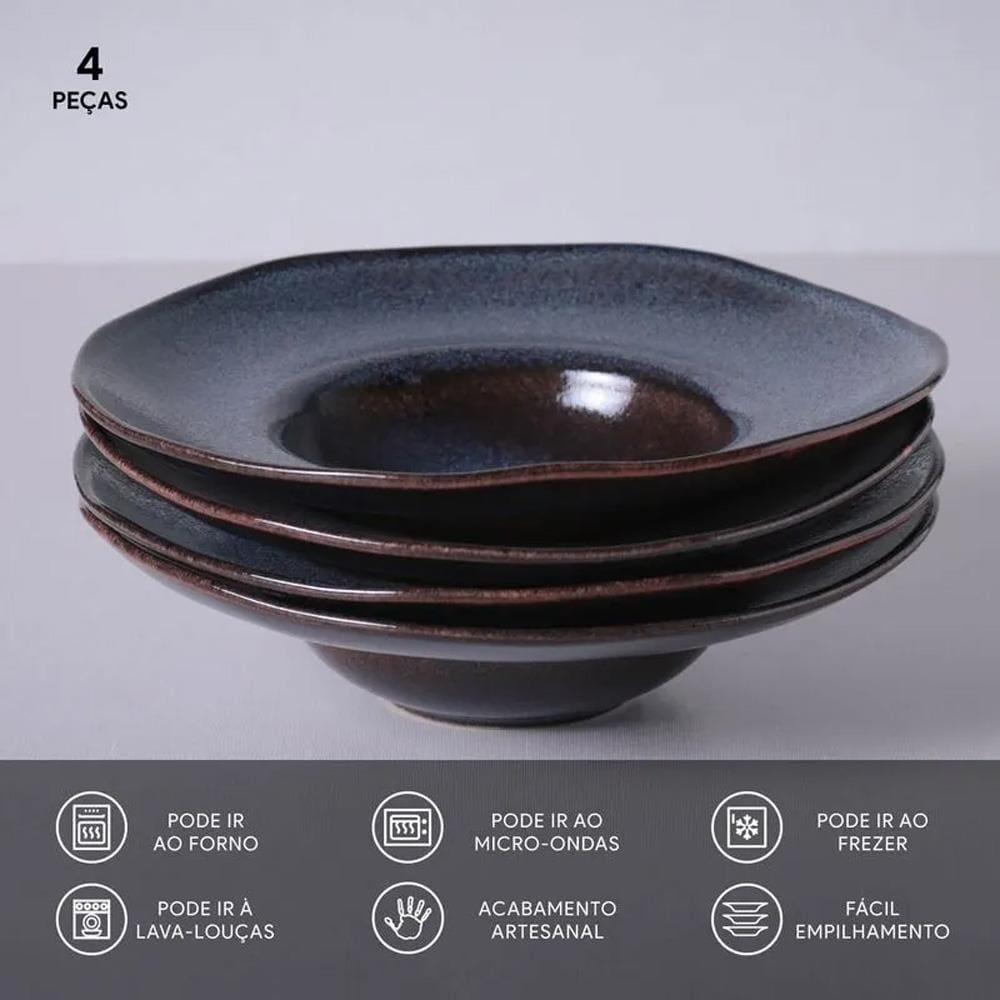 Conjunto de Pratos para Massa Porto Brasil Orgânico Titanium 450ml - 4 Peças - 3
