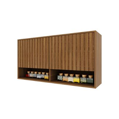 Armário Aéreo Indekes Toronto com 2 Portas Ripadas, 1 Nicho - Freijó