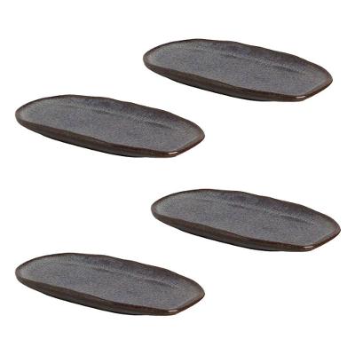 Conjunto de Travessas Ovais Rasas Porto Brasil Orgânico Titanium 23x11cm - 4 Peças