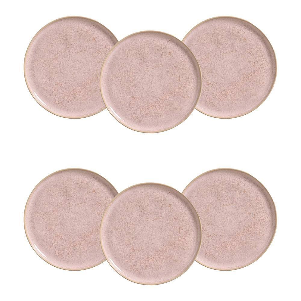 Conjunto de Pratos Rasos Porto Brasil Bio Litchi Rosa Claro 27,5cm – 6 Peças - 1