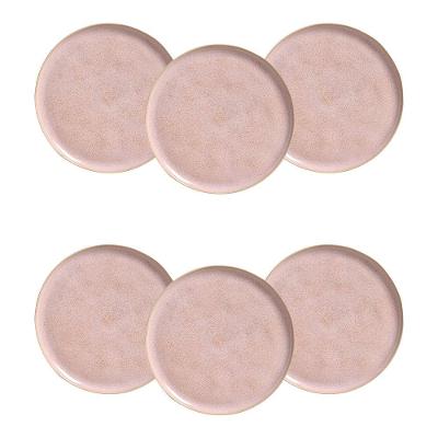 Conjunto de Pratos Rasos Porto Brasil Bio Litchi Rosa Claro 29cm – 6 Peças