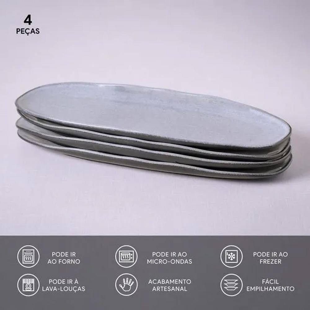 Conjunto de Travessas Ovais Rasas Grandes Porto Brasil Orgânico Dust 36x13cm – 4 Peças - 3