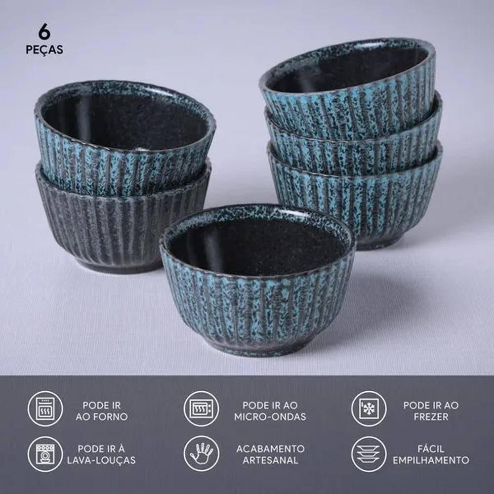 Conjunto de Ramequins Médios Porto Brasil Linhas Night Sky com 6 Peças 170ml – Azul - 3