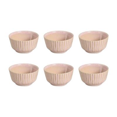 Conjunto de Ramequins Médios Porto Brasil Linhas Litchi com 6 Peças 170ml – Rosa Claro