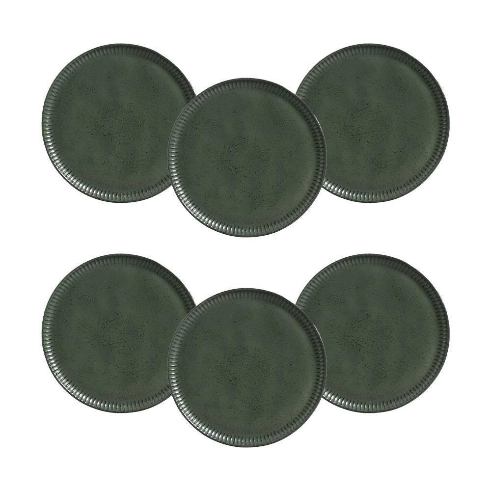 Conjunto de Pratos Rasos Porto Brasil Linhas Greenery Verde 27,5cm - 6 Peças - 1