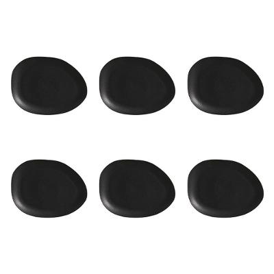 Conjunto de Pratos Rasos Ovais Porto Brasil Orgânico Preto Matte 31cm - 6 Peças