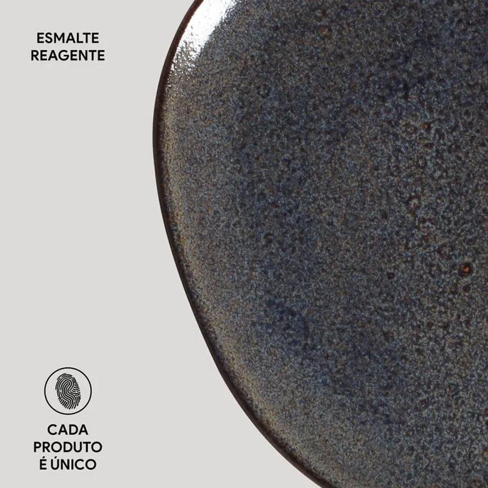 Conjunto de Pratos Rasos Ovais Porto Brasil Orgânico Titanium Azul Escuro 31cm - 6 Peças - 4