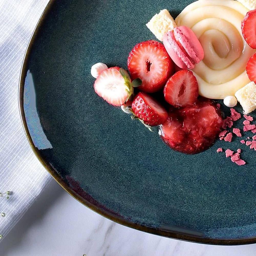 Conjunto de Pratos Rasos Ovais Porto Brasil Orgânico Oceano Azul 31cm - 6 Peças - 3