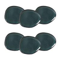 Conjunto de Pratos Rasos Ovais Porto Brasil Orgânico Oceano Azul 31cm - 6 Peças - 1