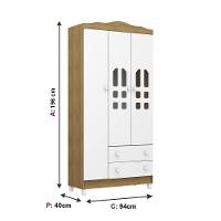 Guarda-Roupa Infantil Carolina Baby Eloa com 3 Portas, 2 Gavetas e 4 Prateleiras – 94cm de largura - 5