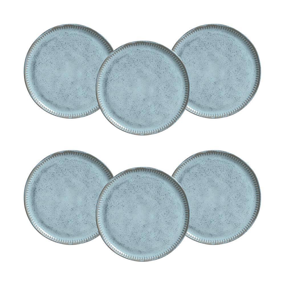 Conjunto de Pratos de Sobremesa Porto Brasil Linhas Breeze Azul 21,5cm - 6 Peças - 1