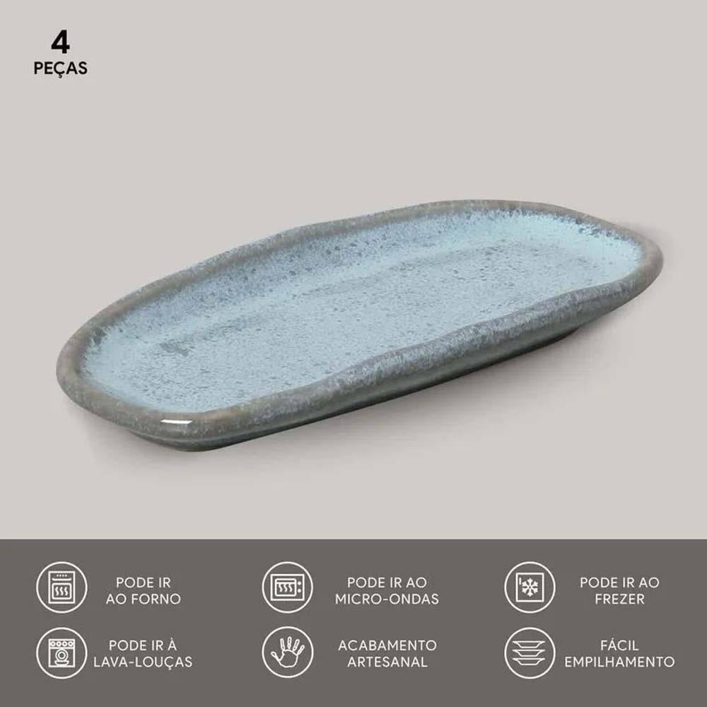 Conjunto de Travessas Oval Rasa Mini Porto Brasil Orgânico Breeze 16,5x8cm - 4 Peças - 3