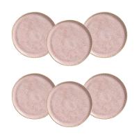 Conjunto de Pratos de Sobremesa Porto Brasil Linhas Litchi Rosa Claro 21,5cm - 6 Peças - 1