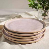 Conjunto de Pratos de Sobremesa Porto Brasil Linhas Litchi Rosa Claro 21,5cm - 6 Peças - 2