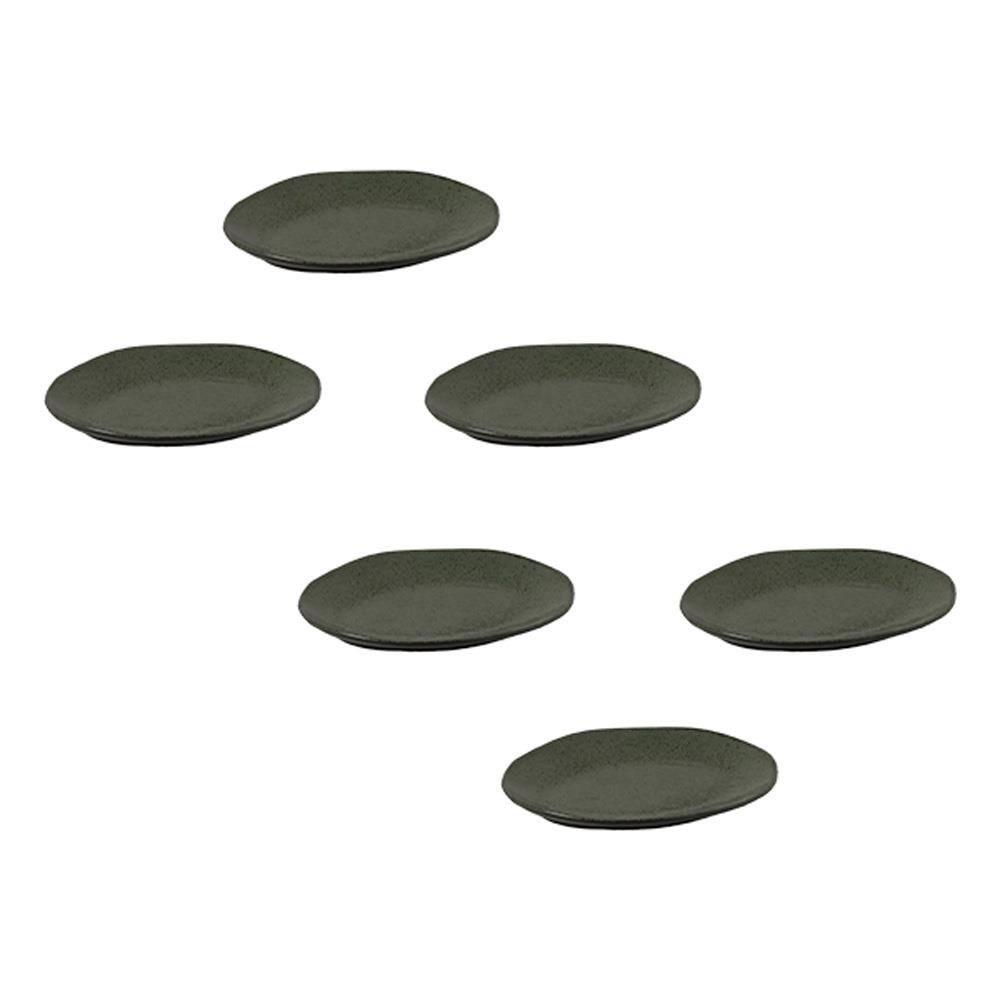 Conjunto de Pratos de Sobremesa Ovais Porto Brasil Orgânico Greenery 22,5cm - 6 peças - 1