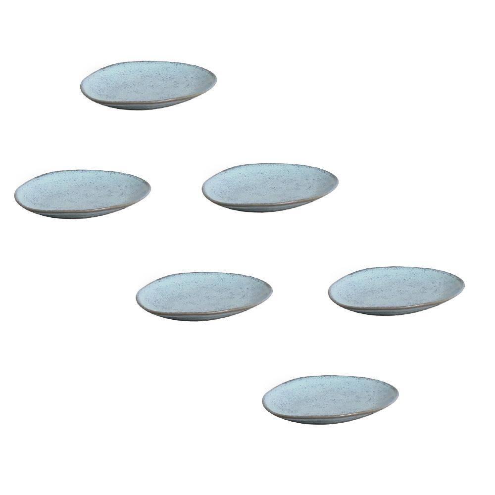 Conjunto de Pratos de Sobremesa Ovais Porto Brasil Orgânico Breeze 22,5cm - 6 peças - 1