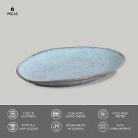 Conjunto de Pratos de Sobremesa Ovais Porto Brasil Orgânico Breeze 22,5cm - 6 peças - 3