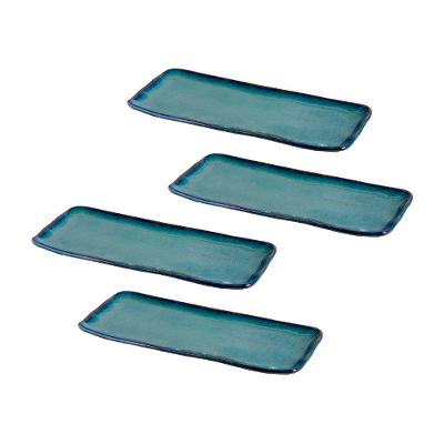 Conjunto de Travessas Retangulares Médias Porto Brasil Orgânico Oceano 33x13cm - 4 peças