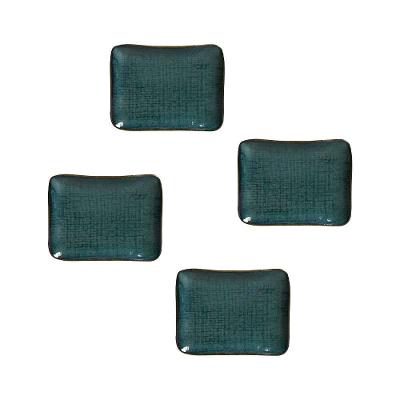 Conjunto de Travessas Retangulares Pequenas Porto Brasil Juta Oceano 18x14cm - 4 Peças