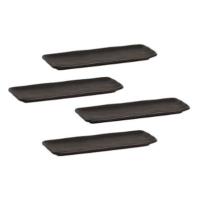Conjunto de Travessas Retangulares Médias Porto Brasil Orgânico Preto Matte 33x13cm - 4 peças