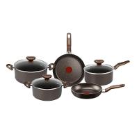 Jogo de Panelas Rochedo Expert 5 Peças Antiaderente Tampas de Vidro Chocolate - 1