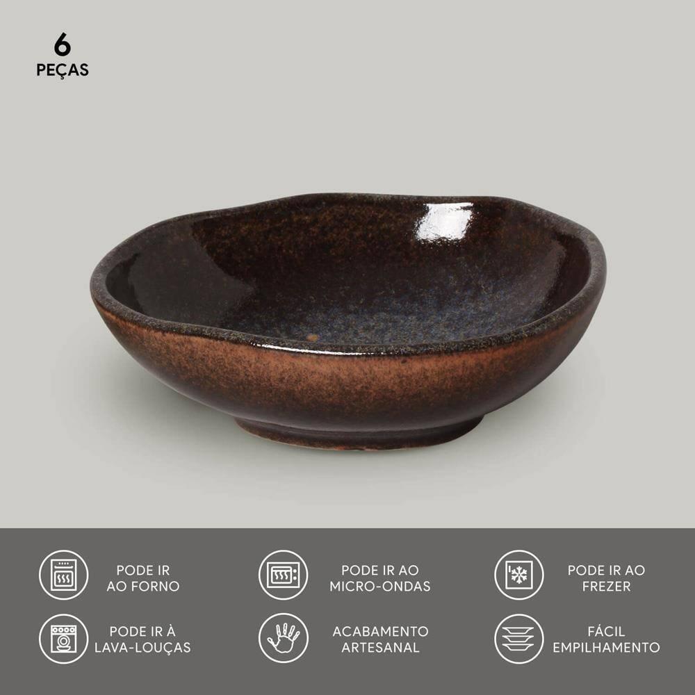 Conjunto de Cumbucas Ovais Porto Brasil Orgânico Titanium 265ml - 6 Peças - 2