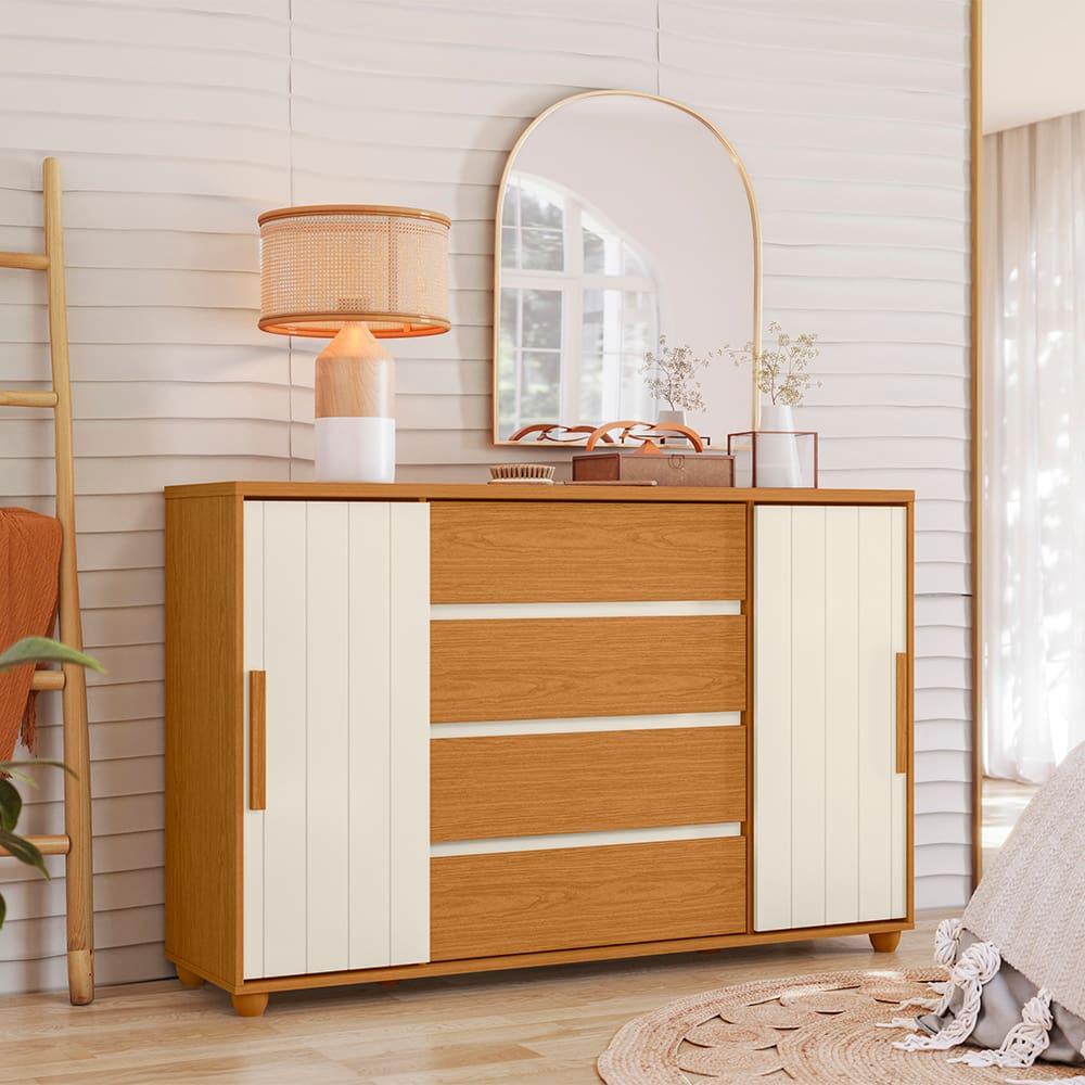 Cômoda Palumoveis Evidenza com 4 Gavetas e 2 Portas – 150cm de Largura - 1