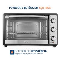 Forno Elétrico Mondial Grand Family II FR-52 com Multifunções, Controle de Temperatura e Timer de 90 Minutos Preto/Inox 1800W - 52 Litros - 5