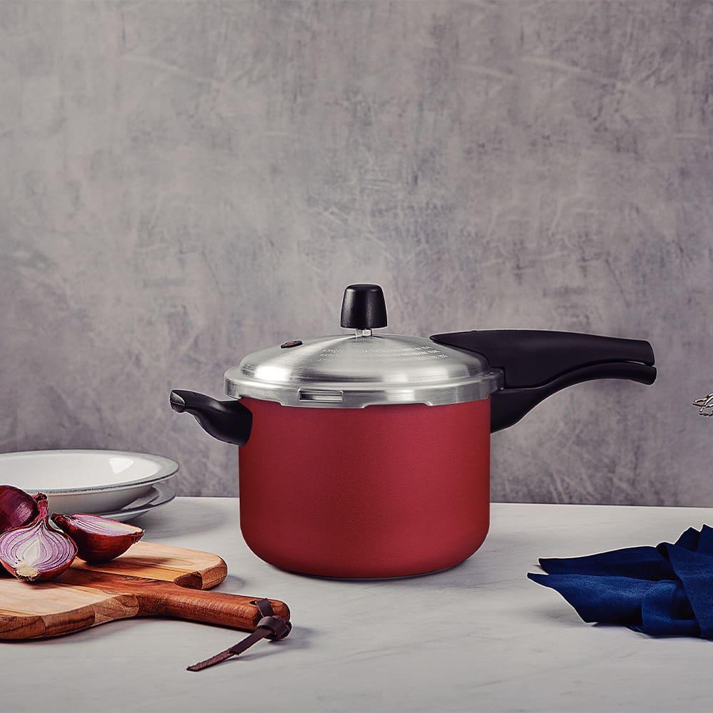 Panela de Pressão Tramontina 4,5 Litros Vancouver Effect Revestimento Antiaderente Starflon Vermelha - 3