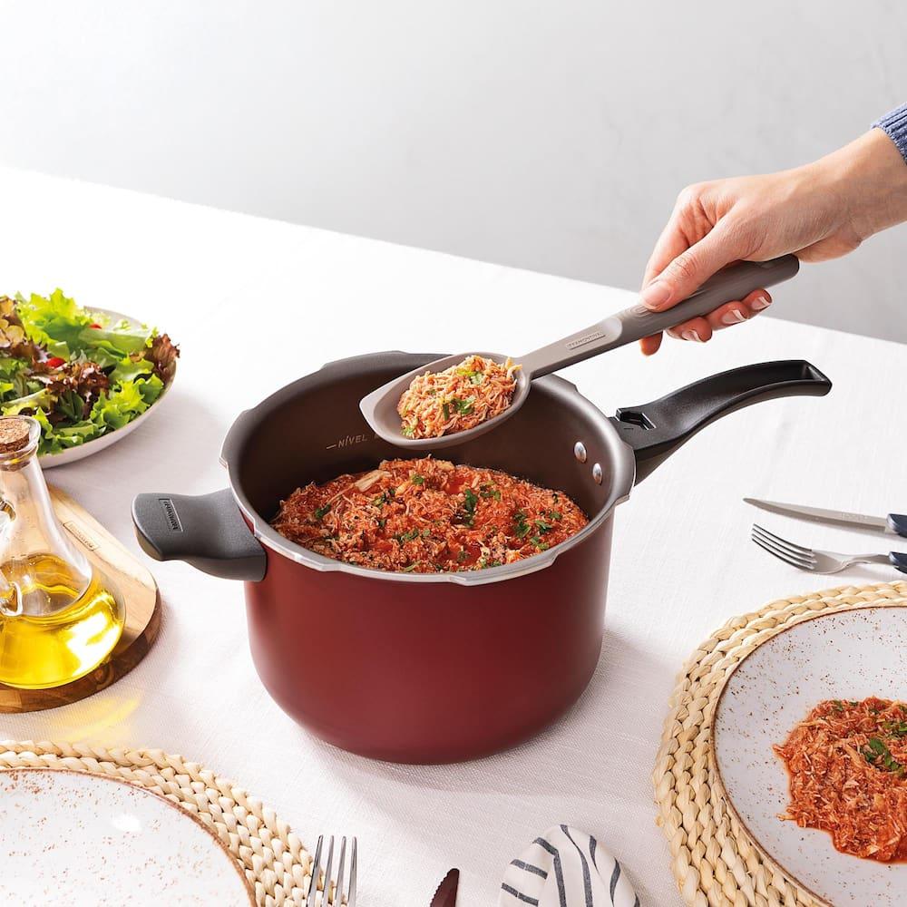 Panela de Pressão Tramontina 4,5 Litros Vancouver Effect Revestimento Antiaderente Starflon Vermelha - 6