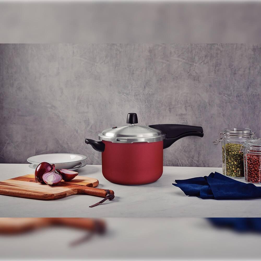 Panela de Pressão Tramontina 4,5 Litros Vancouver Effect Revestimento Antiaderente Starflon Vermelha - 9