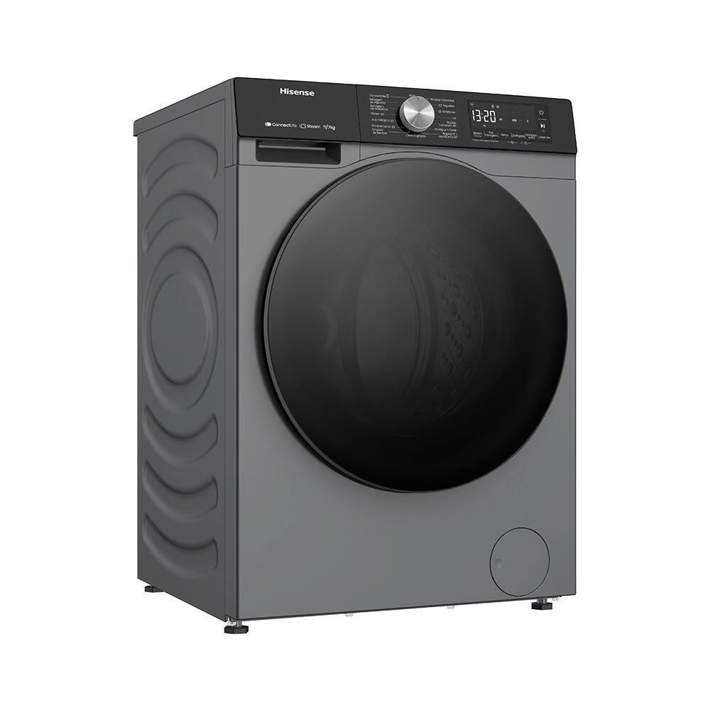Lava e Seca Hisense 11/7Kg WD3S11 com Motor Inverter, Controle Wi-Fi, 13 Programas de Lavagem e 3 de Secagem, Painel Touch - Titanium - 1