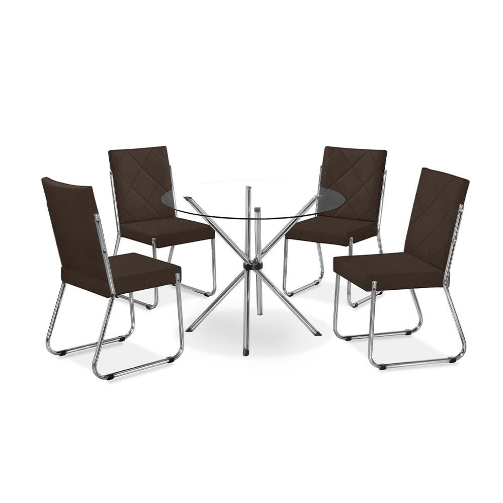 Mesa de Jantar Aço Nobre Leticia Plus com Tampo Kanon e 4 Cadeiras Liz Estofadas Revestidas em Suede - 2