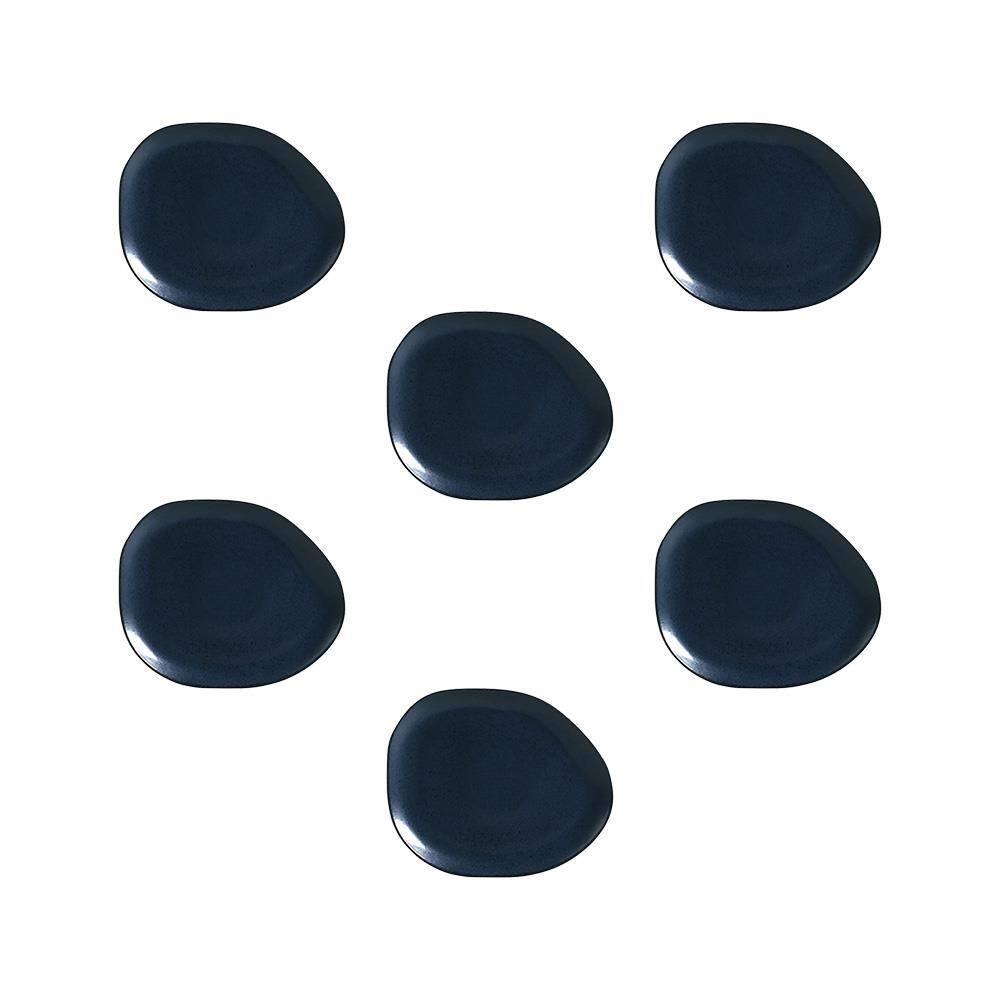 Conjunto de Pratos Oval Porto Brasil Orgânico Night Blue 31cm - 6 Peças - 1