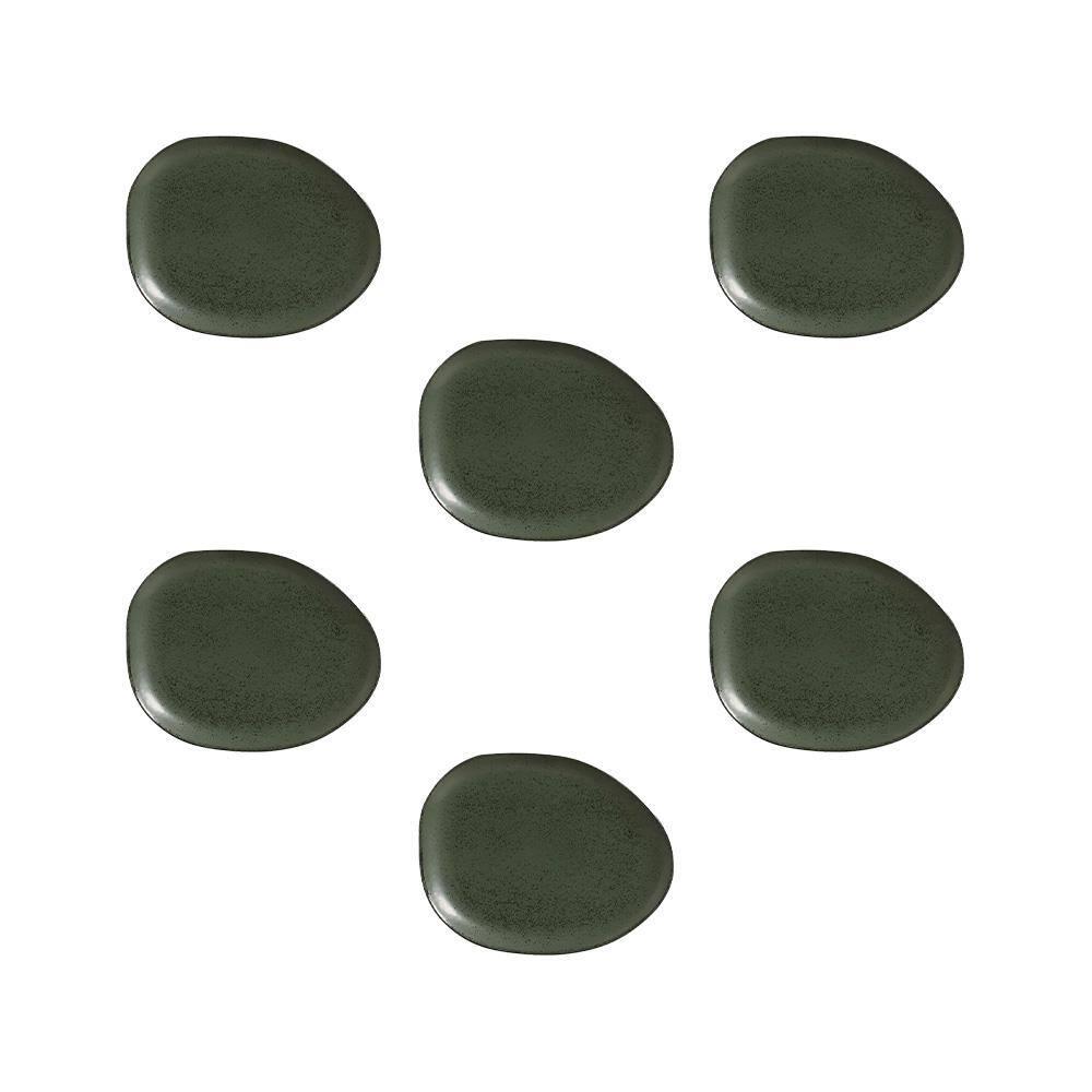 Conjunto de Pratos Oval Porto Brasil Orgânico Greenery 31cm - 6 Peças - 1