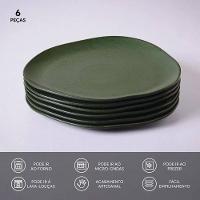 Conjunto de Pratos Oval Porto Brasil Orgânico Greenery 31cm - 6 Peças - 3