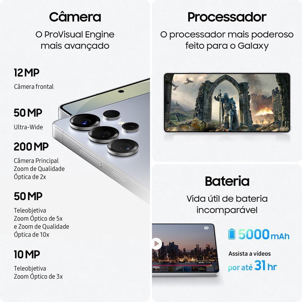 Smartphone Samsung Galaxy S25 Ultra Titânio Cinza 512GB, Tela 6.9", 12GB RAM, AI Inteligência Artificial, IP68, S-Pen, Snapdragon 8 Elite e 4 Câmeras - 4