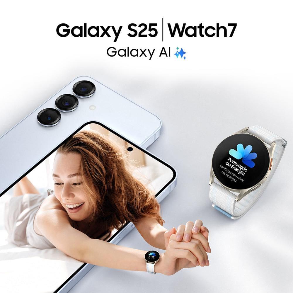 Smartphone Samsung Galaxy S25 5G Prata 256GB, Tela de 6.2", 12GB RAM, AI Inteligência Artificial, IP68, Processador Snapdragon 8 Elite e Câmera Tripla - 5