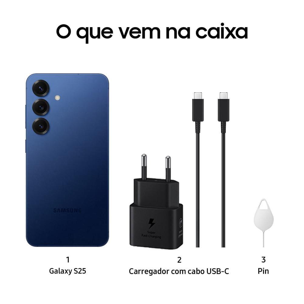 Smartphone Samsung Galaxy S25 5G, Azul Marinho 256GB, Tela de 6.2", 12GB RAM, AI Inteligência Artificial, IP68, Snapdragon 8 Elite e Câmera Tripla - 7
