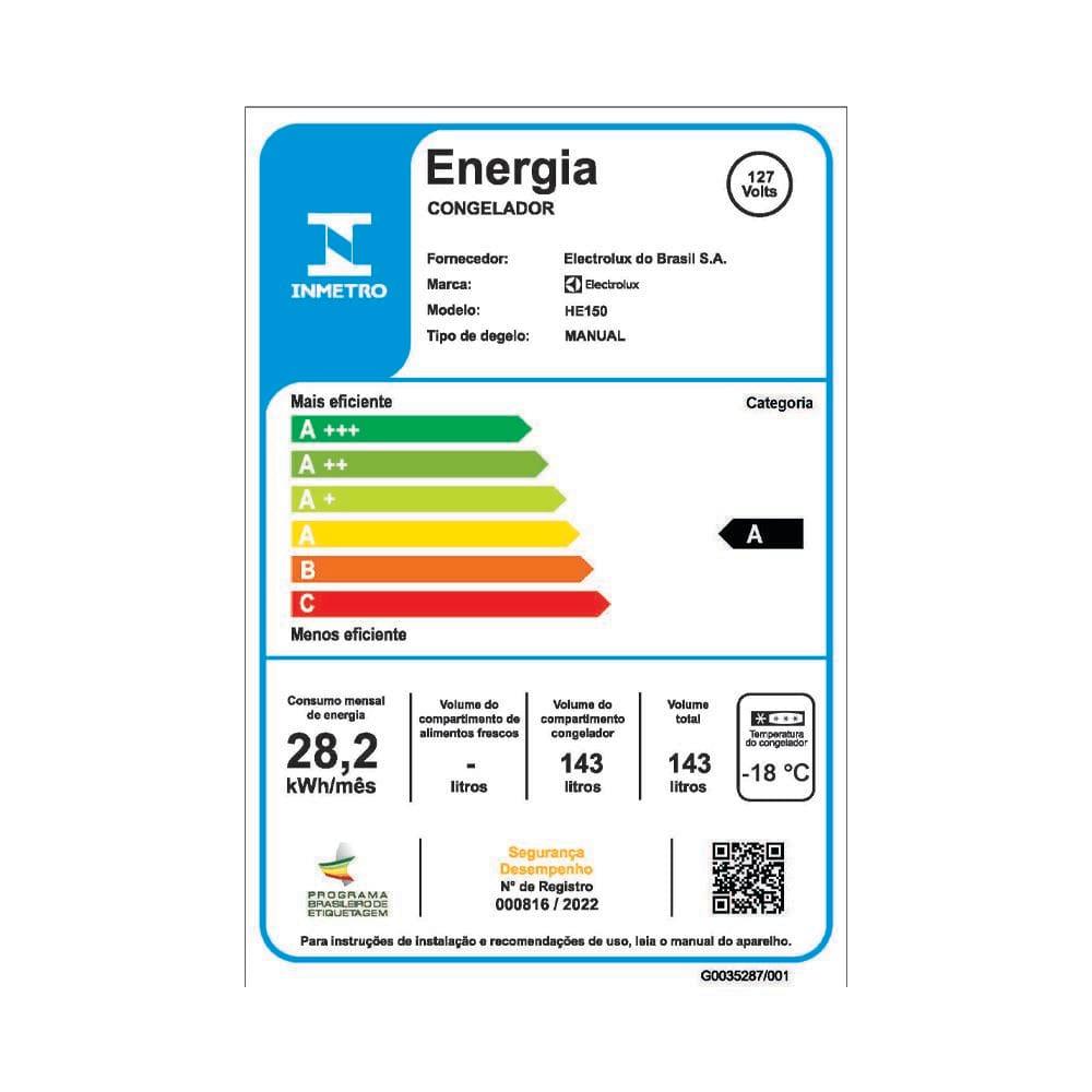 Freezer Horizontal Electrolux HE150 143 litros com função Turbo Freezer - Branco - 6