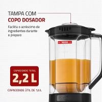 Liquidificador Mondial L-98-B Pratic Turbo com 2 Velocidades e Função Pulsar 550W - Preto